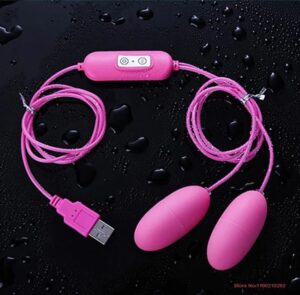 Подвійне віброяйце з USB-проводом, 2 кольори
