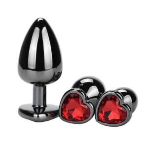 Сталева анальна пробка Серце Black S,M,L