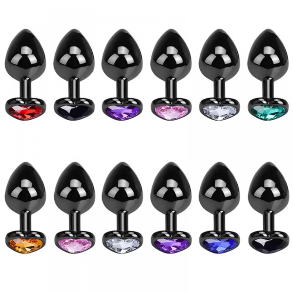 Сталева анальна пробка Серце Black S,M,L