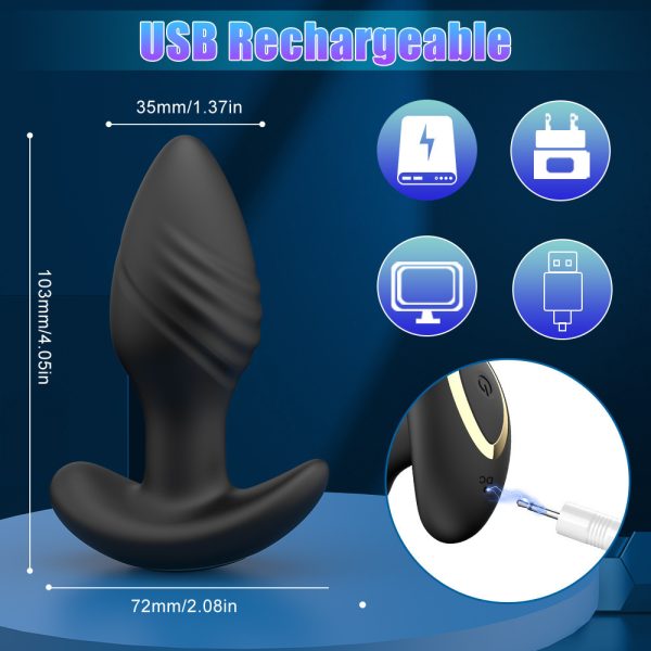 Анальна пробка Smart Tornado Plug з вібрацією та обертанням 360°